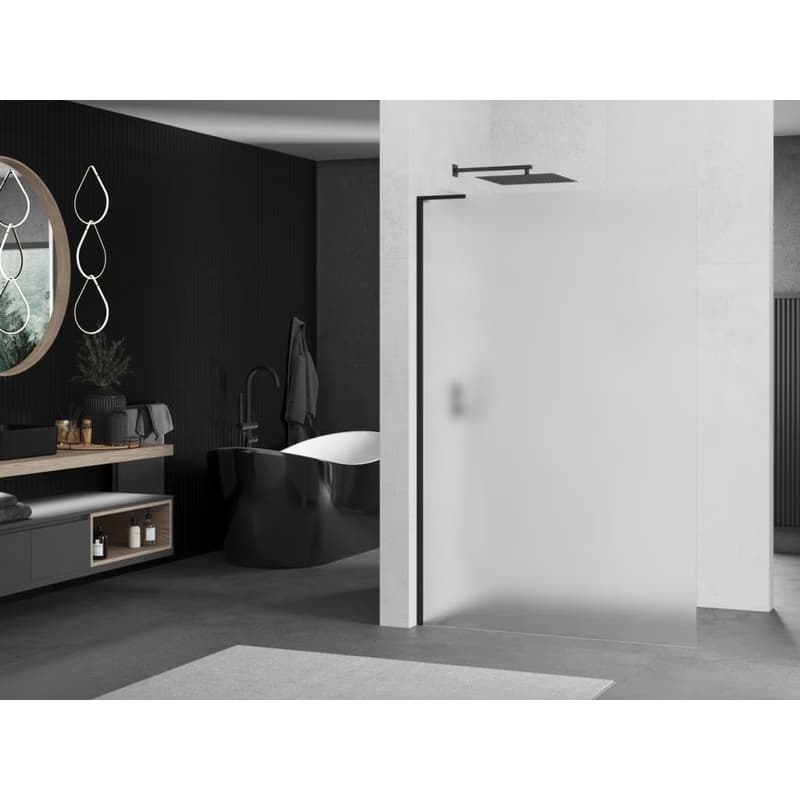 MEXEN/S - Kioto L Sprchová zástena WALK-IN 80 x 200, dekor, čierna 800-080-103-70-30 2