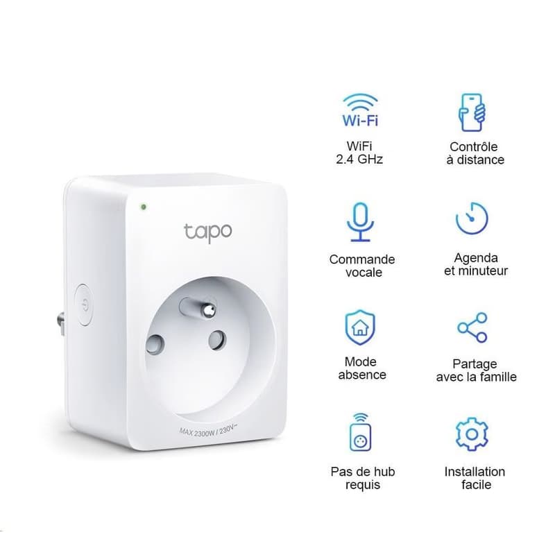 TP-Link Tapo P100 (2-pack) múdra WiFi mini zásuvka (2300W, 10A, 2, 4 GHz, BT) 2