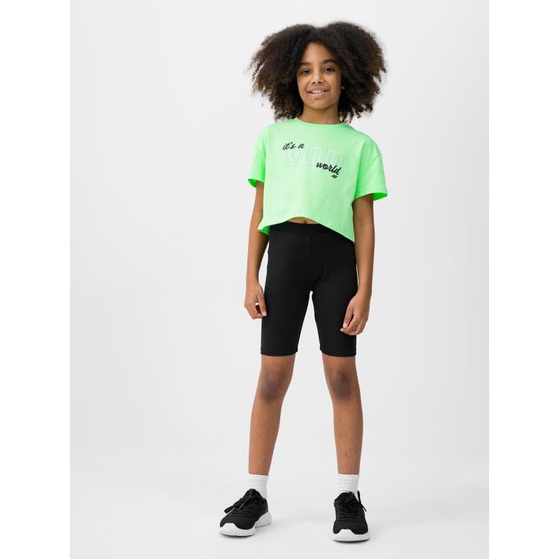 Dievčenské kraťasy 4F JUNIOR TIGHTS-4FJWSS24TTIGF133-20S-DEEP BLACK 6
