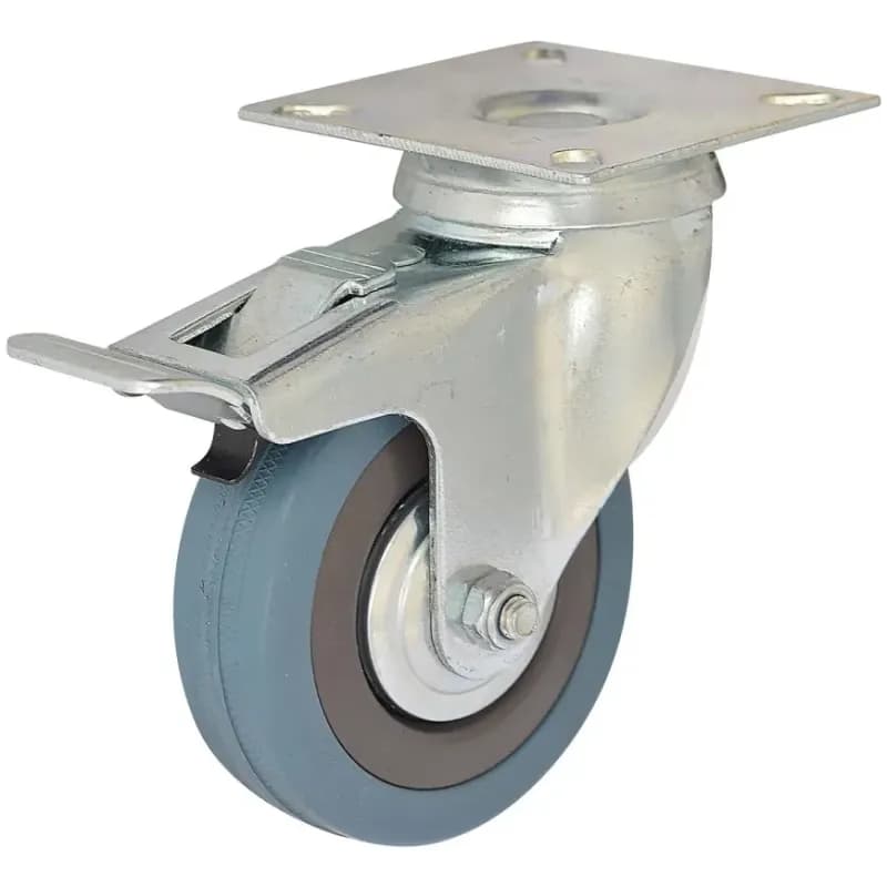 Otočné pojazdné koliesko s brzdou 100 mm/65 kg montážna doska 1