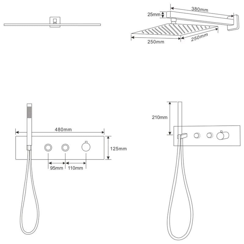MEXEN MEXEN - Azul podomietkový sprchový set, čierny 7629-03-70 2