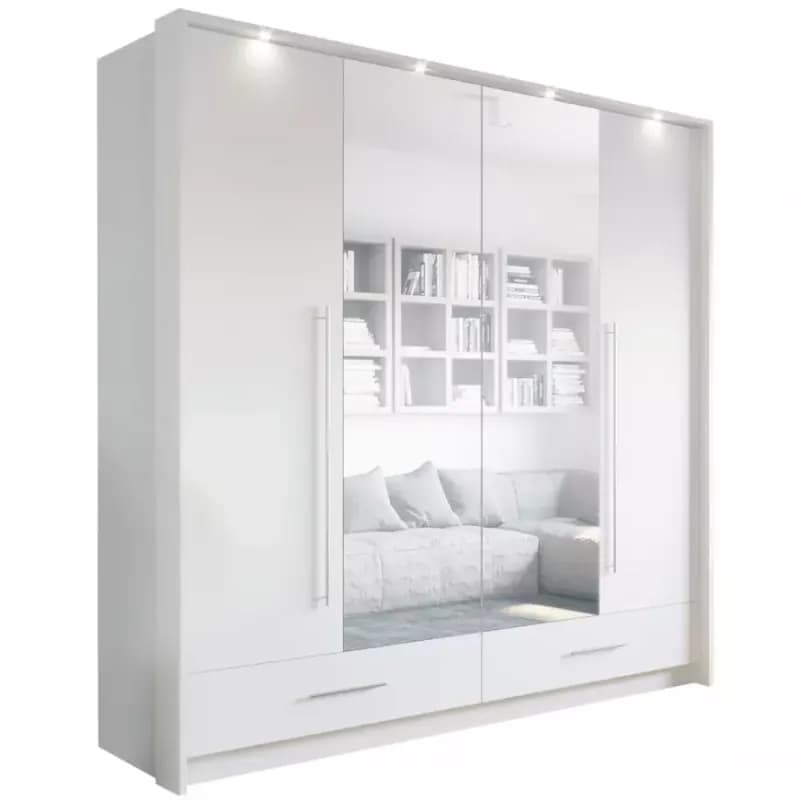 Skriňa Toledo 209 cm biela/zrkadlo 1