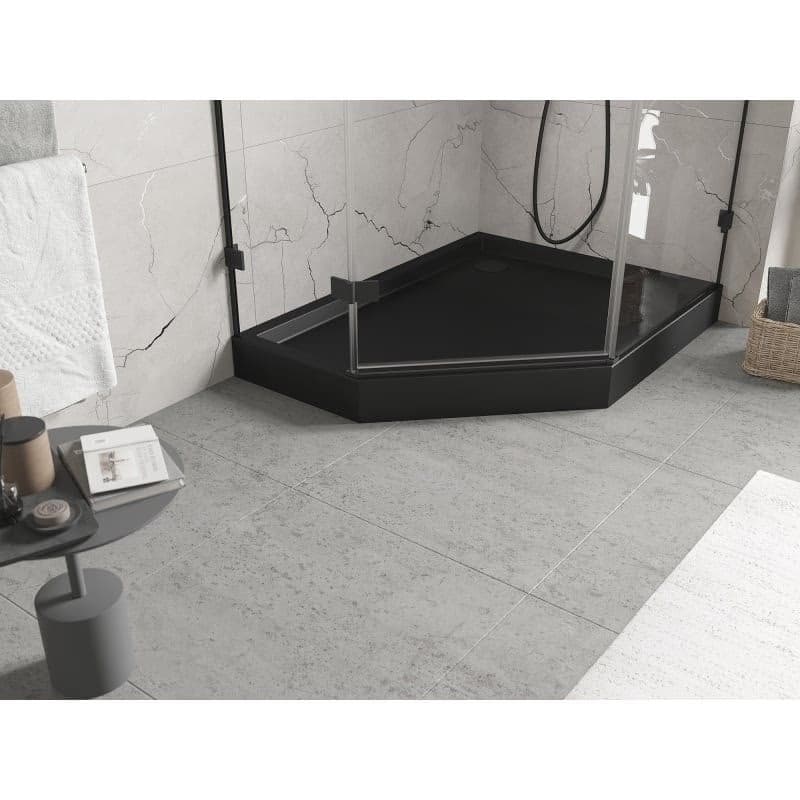 MEXEN - Flow+ päťboká sprchová vanička pravá 90 x 80, čierna mat 46P708090RH 4