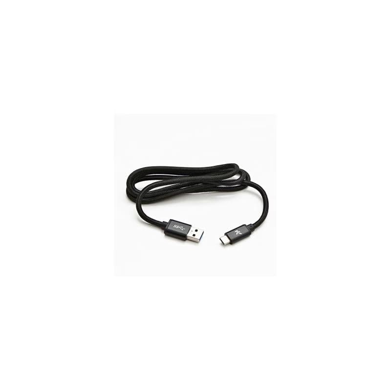 Logo USB kábel (3.2 gen 1), USB A samec - USB C samec, 1m, 5 Gb/s, 5V/3A, čierny, box, nylonové opletenie, hliníkový kryt konektora, 2