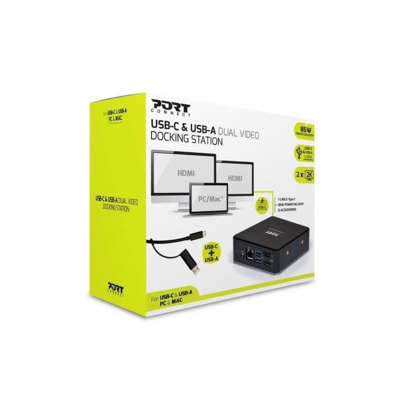 PORT dokovacia stanica 8v1 USB-C, USB-A, dual video, HDMI, Ethernet, audio, USB 3.0 6