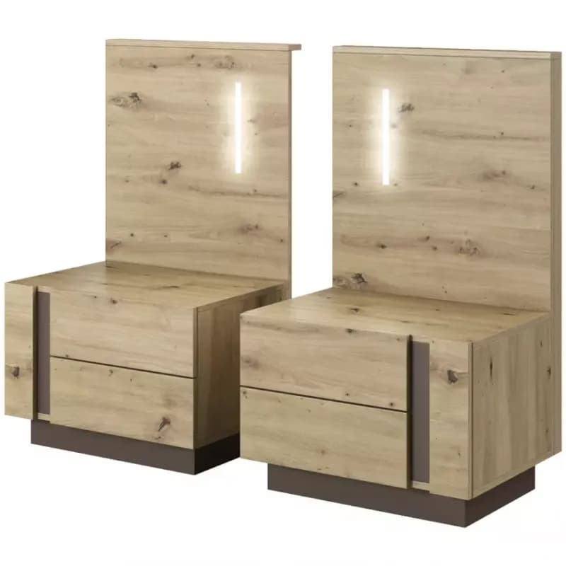 Nočné stolíky s osvetlením Arco dub artisan/grafit 1