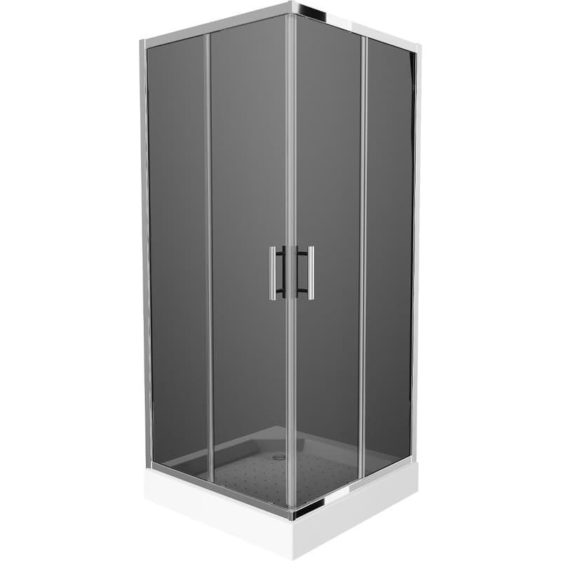 MEXEN/S - Rio štvorcový sprchovací kút 90 x 90, grafit, chróm + vanička Rio 860-090-090-01-40-4510