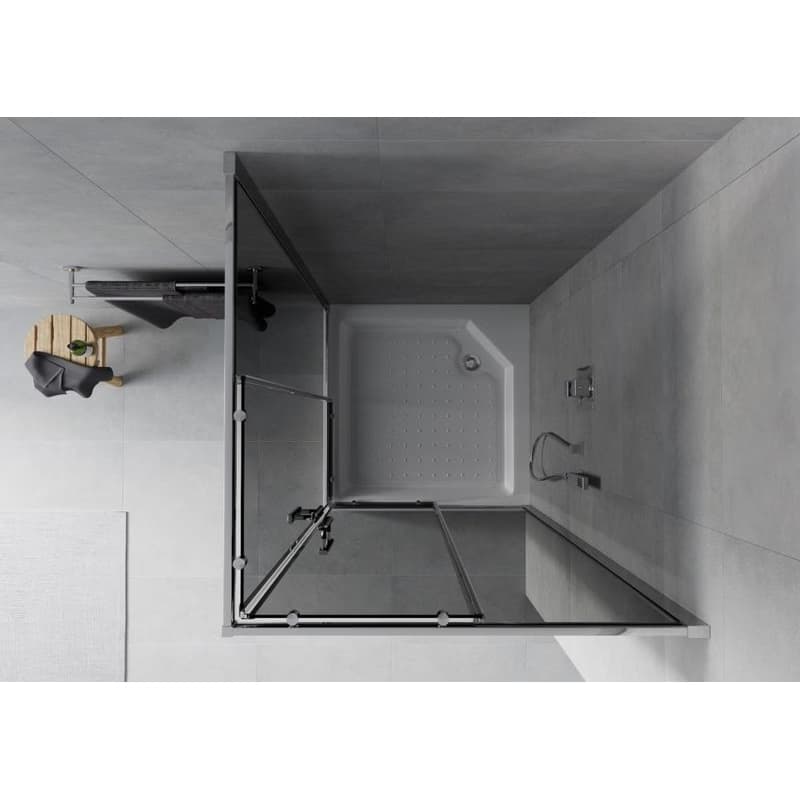 MEXEN/S - Rio štvorcový sprchovací kút 90 x 90, grafit, chróm + vanička Rio 860-090-090-01-40-4510 4