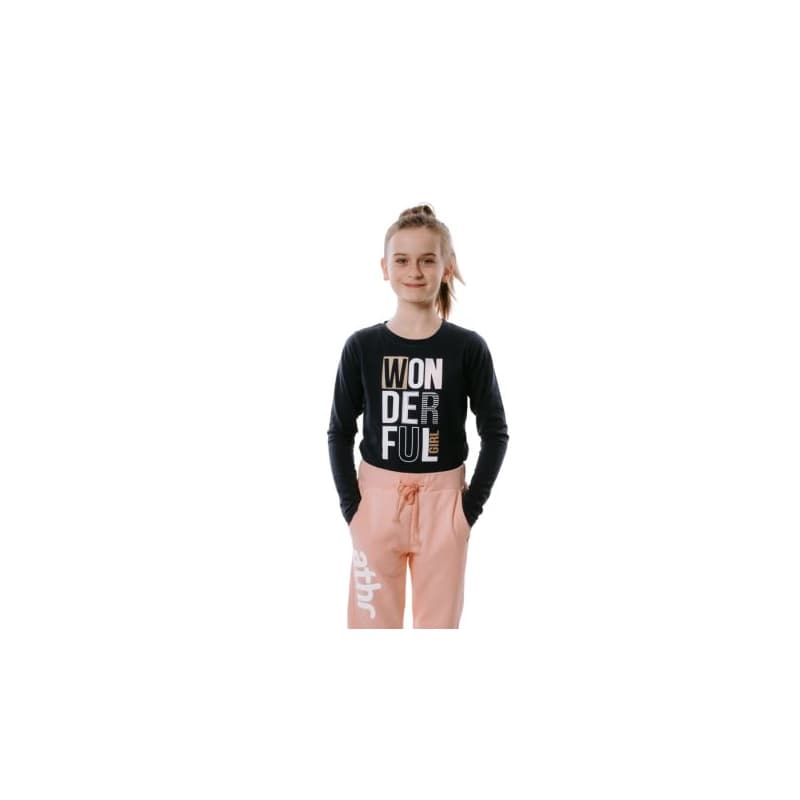 Dievčenské tričko s dlhým rukávom AUTHORITY KIDS T-WONDERFUL navy 1