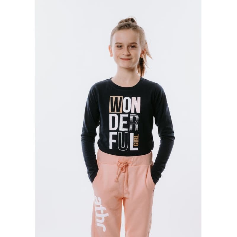 Dievčenské tričko s dlhým rukávom AUTHORITY KIDS T-WONDERFUL navy 2