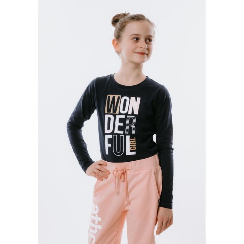 Dievčenské tričko s dlhým rukávom AUTHORITY KIDS T-WONDERFUL navy 3