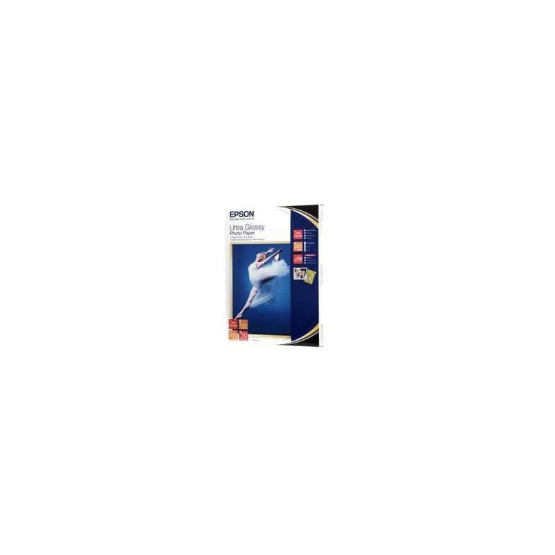 Epson Ultra Glossy Photo Paper, C13S041944BH, foto papier, lesklý, biely, R200, R300, R800, RX425, RX500, 13x18cm, 5x7", 300 g/m2, 5 1