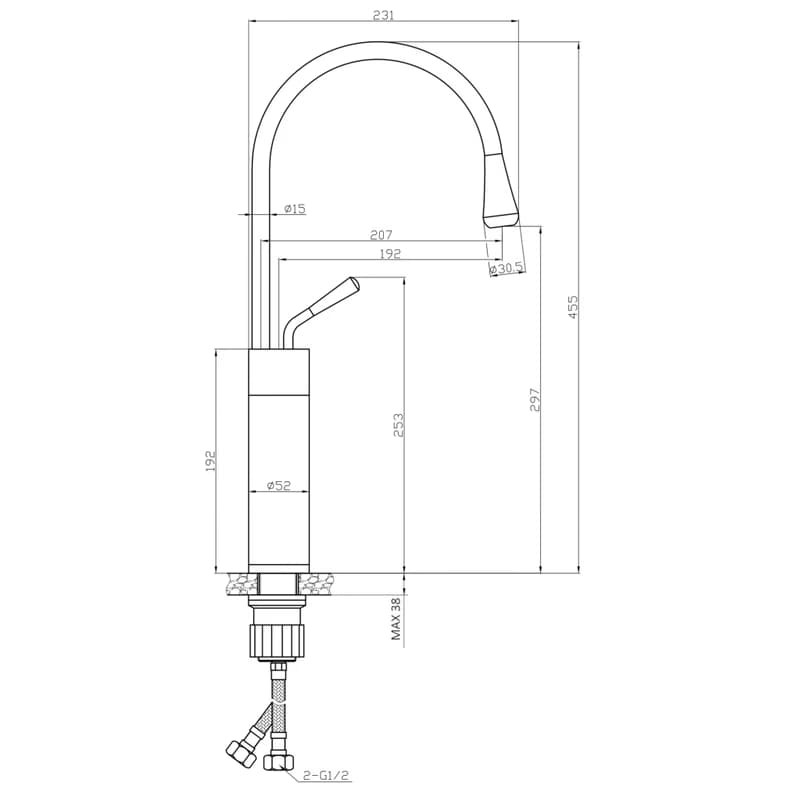 INVENA - Umývadlová batéria vysoká STONE čierna/meď BU-03-W14-V 2