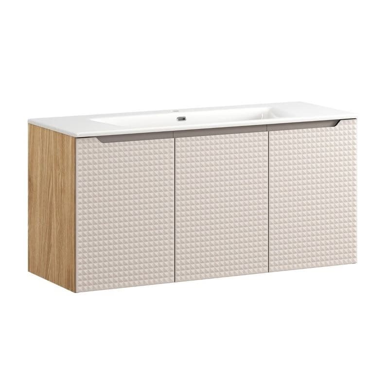 Závesná skrinka Luxor Beige Sky so zápustným umývadlom 120 cm béžová/dub olejovaný