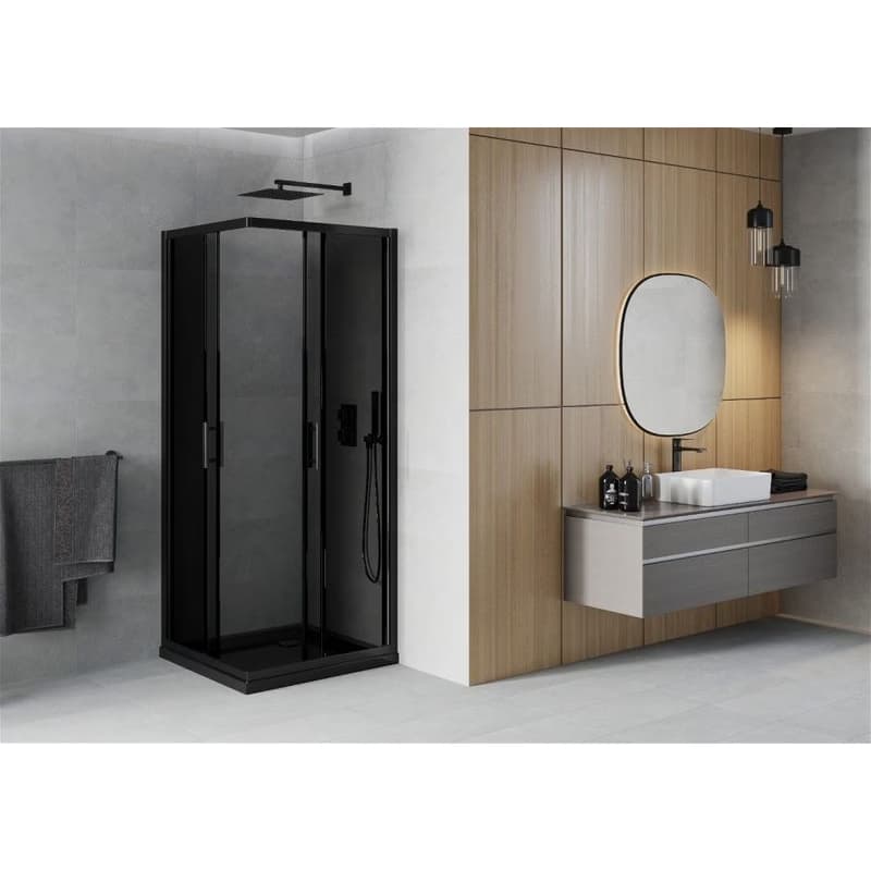 MEXEN/S - Rio sprchovací kút 80x80, grafit, čierna + vanička so sifónom 860-080-080-70-40-4070B 3