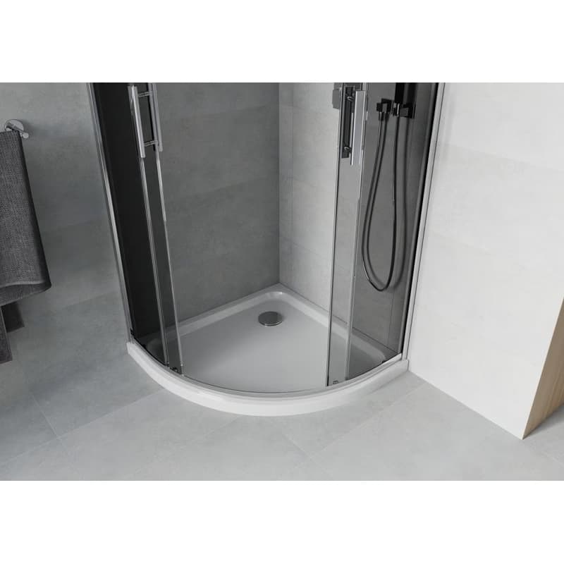 MEXEN/S - Rio štvrťkruhový sprchovací kút 90 x 90, grafit, chróm + vanička so sifónom Flat, biela 863-090-090-01-40-4110 5