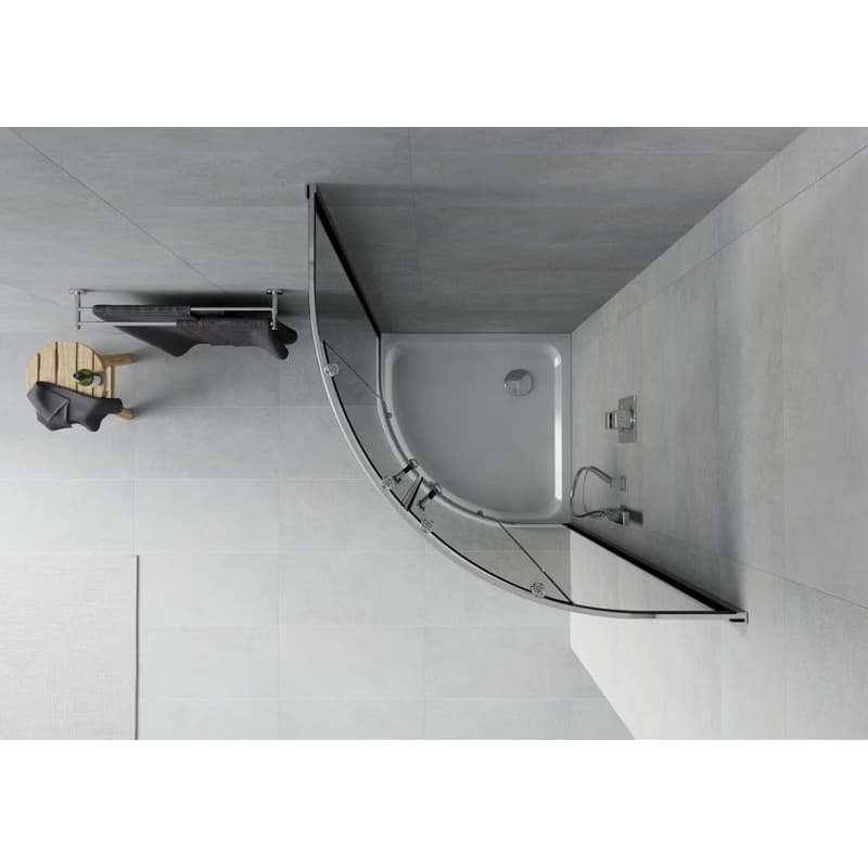MEXEN/S - Rio štvrťkruhový sprchovací kút 90 x 90, grafit, chróm + vanička so sifónom Flat, biela 863-090-090-01-40-4110 6