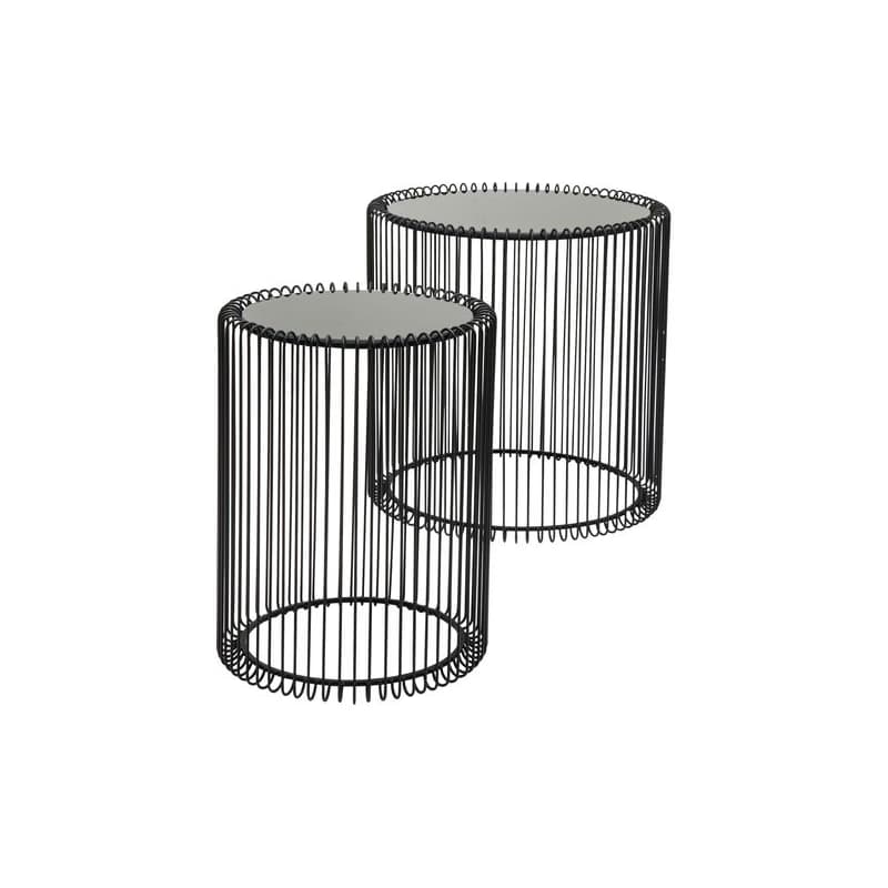 Wire set príručných stolíkov čierny Ø44 cm