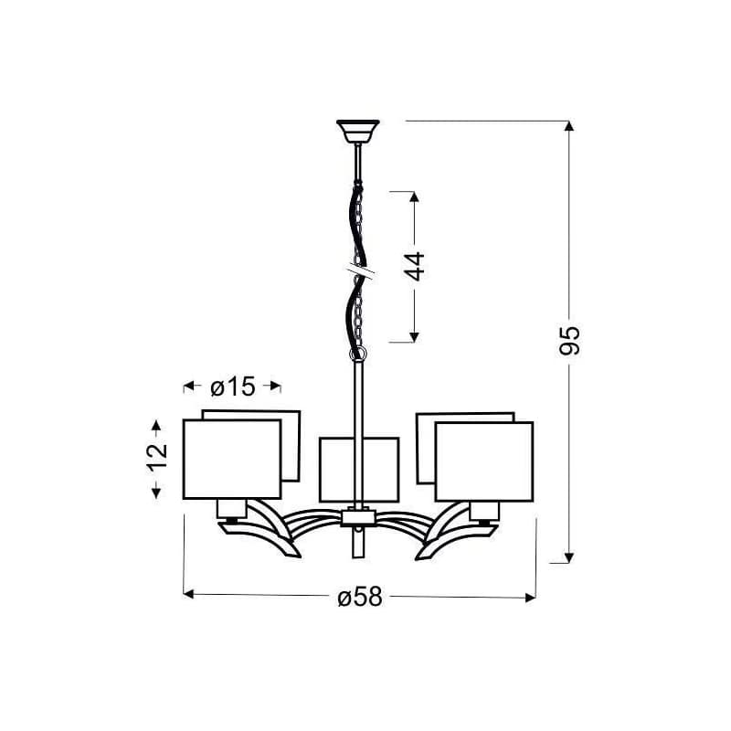 Závesná lampa chróm + krémové tienidlo 5x60W luster Draga 3