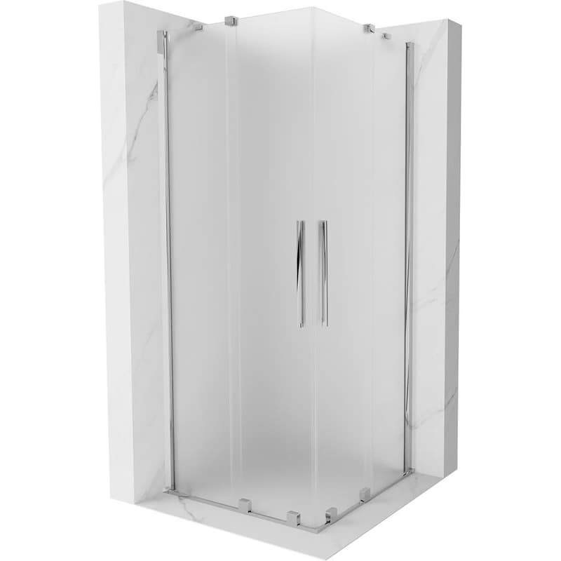 MEXEN/S - Velar Duo sprchovací kút, posuvné dvere 80 x 80, dekor, chróm 871-080-080-32-01