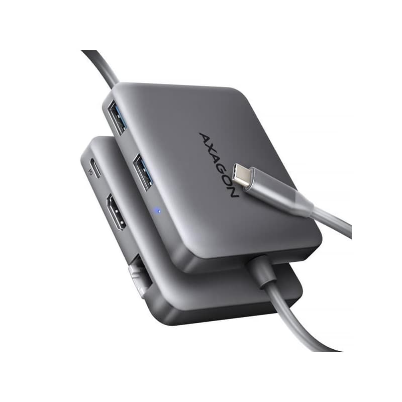 AXAGON HMC-5HL USB 5Gbps húb, 2x USB-A, HDMI 4k/60Hz, RJ-45 GLAN, PD 100W, kábel USB-C 20cm 1