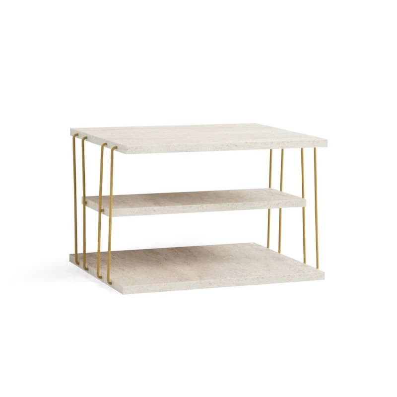 Príručný stolík / Odkladací stolík Lifon - Gold, Travertine 2