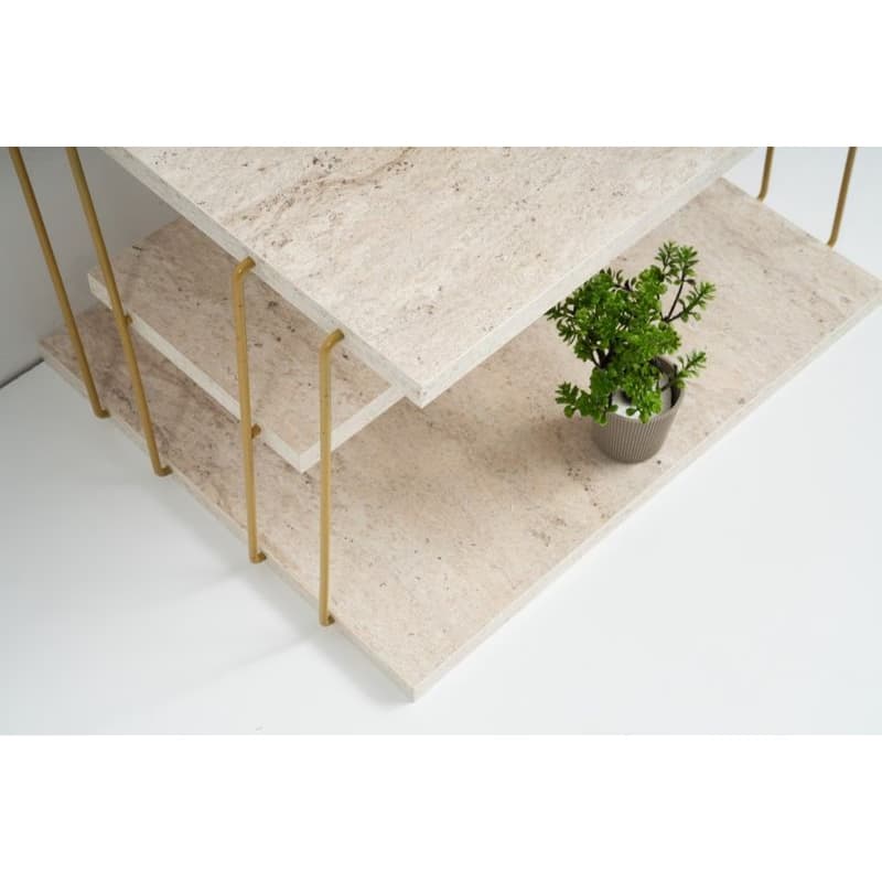 Príručný stolík / Odkladací stolík Lifon - Gold, Travertine 4