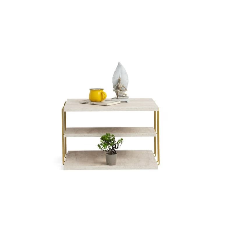 Príručný stolík / Odkladací stolík Lifon - Gold, Travertine 5