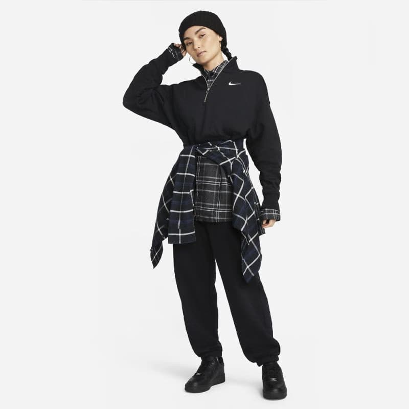Dámska mikina s 1 2 zipsom NIKE W NSW PHNX FLC QZ CROP BLACK SAIL 4