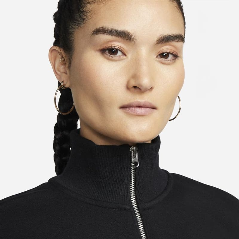 Dámska mikina s 1 2 zipsom NIKE W NSW PHNX FLC QZ CROP BLACK SAIL 5
