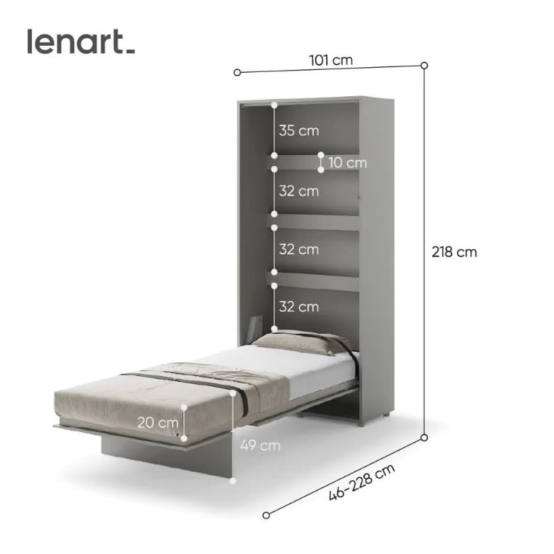 Dig-net nábytok Sklápacia posteľ Lenart BED CONCEPT BC-03 sivá | 90 x 200 cm 5
