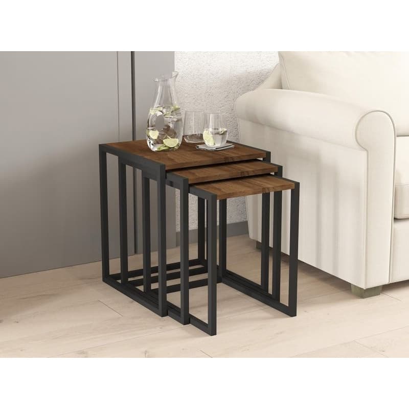 Sada odkladacích stolíkov (3 kusy) Tali - Black, Walnut 1