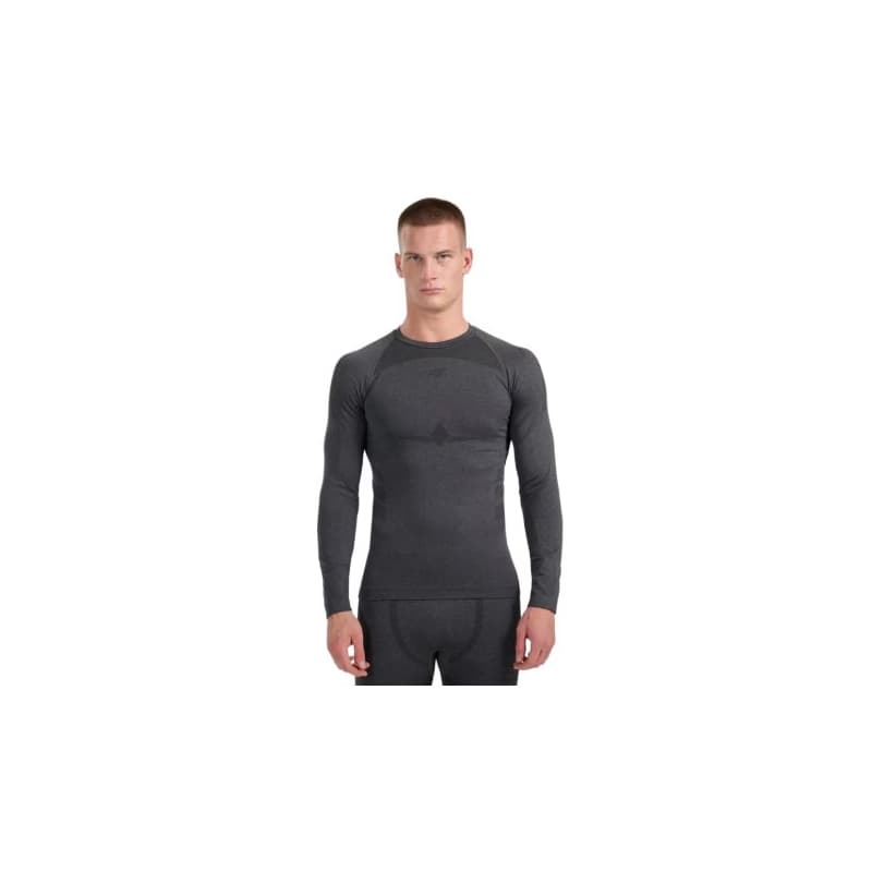 Pánske termo tričko s dlhým rukávom 4F SEAMLESS UNDERWEAR M237-WAW25USEAM237-21M-BLACK MELANGE