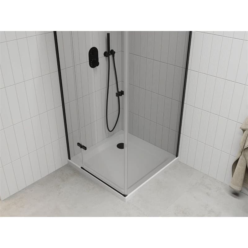 MEXEN/S - Roma sprchovací kút 90x90, transparent, čierna + biela vanička so sifónom 854-090-090-70-00-4010B 4