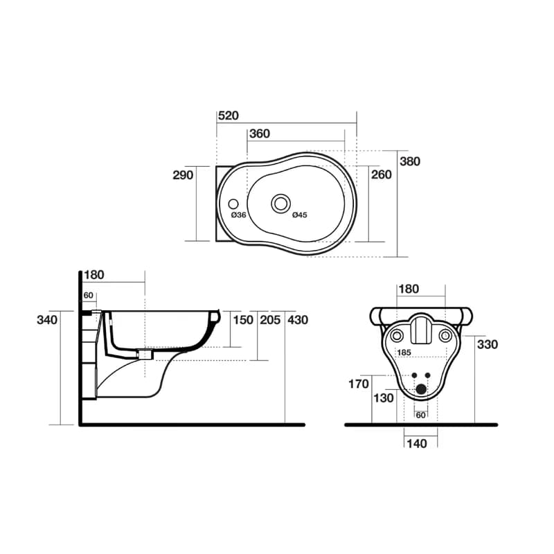 KERASAN - RETRO bidet závesný 38x52cm, biela 102601 2