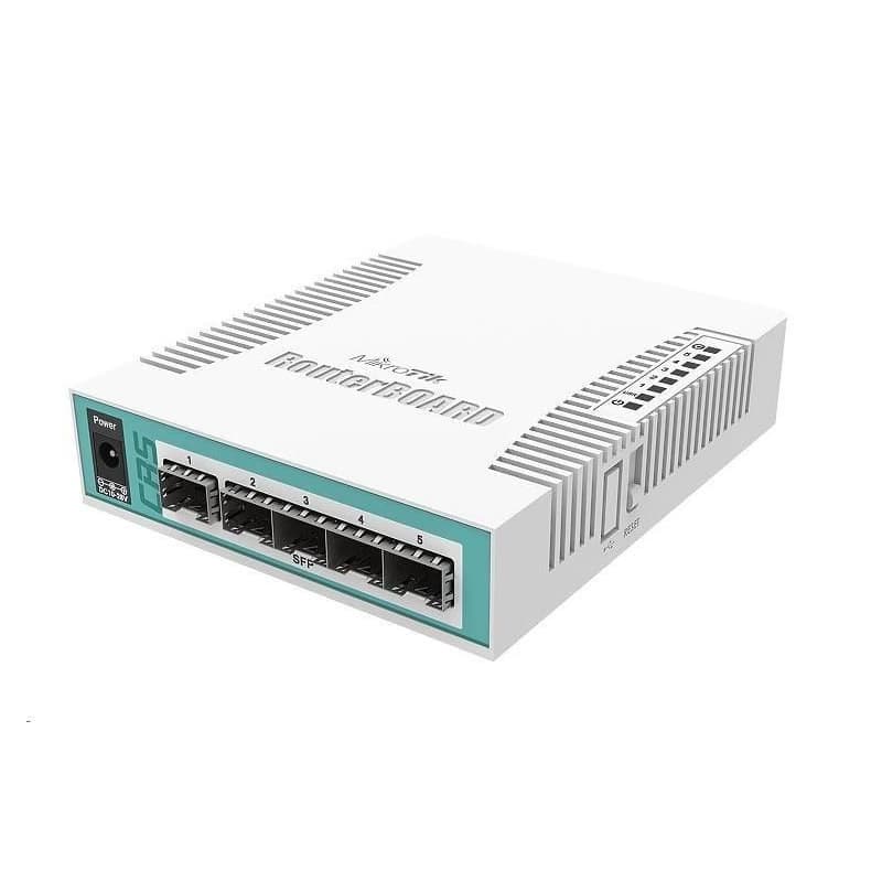 MikroTik Cloud Router Switch CRS106-1C-5S, 400MHz CPU, 128MB RAM, 1x GLAN / SFP, 5x SFP slot, vr. L5 licencie