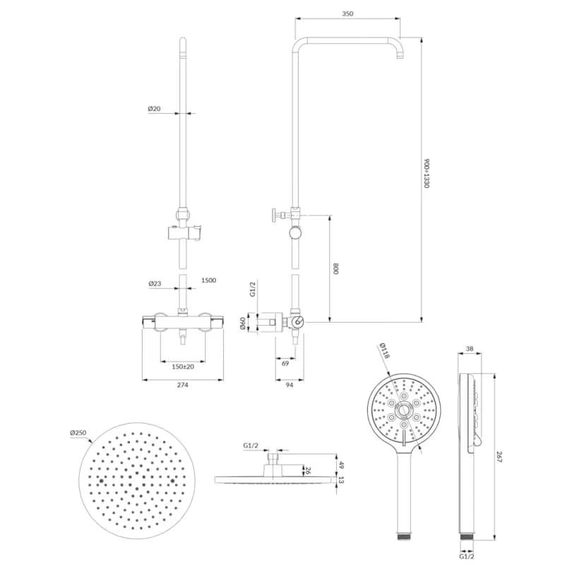 OMNIRES - Y termostatický sprchový stĺp, chróm lesk SYSY10/N/6CR 3