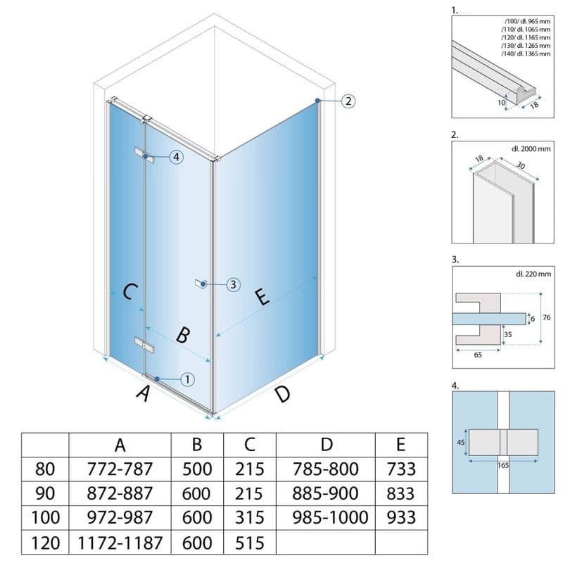 REA/S - Sprchovací kút Atlas 100x90 Chrome vpravo KPL-K4465 4