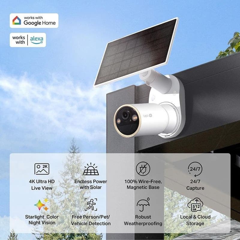 TP-Link Tapo C460 KIT vonkajšia kamera, solárny panel (8MP, 4K, 2160p, IR 15m, WiFi, micro SD card, IP66) 4