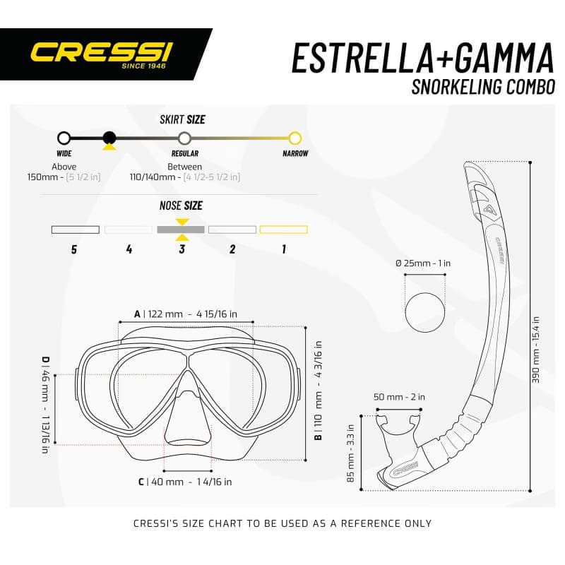 Potápačský šnorchlovací set CRESSI ESTRELLA + GAMMA COMBO CLEAR AQUAMARINE 4