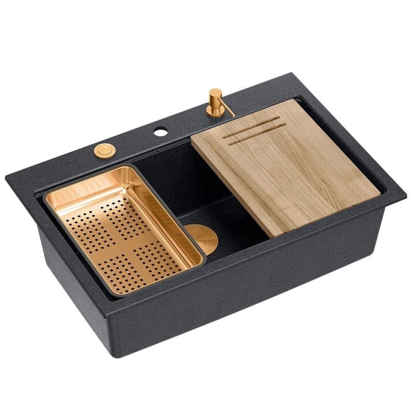 Quadron Quadron - Granitový drez MARC 110 WORKSTATION Black Metallic Meď HQM7650U8_PVDC1 2
