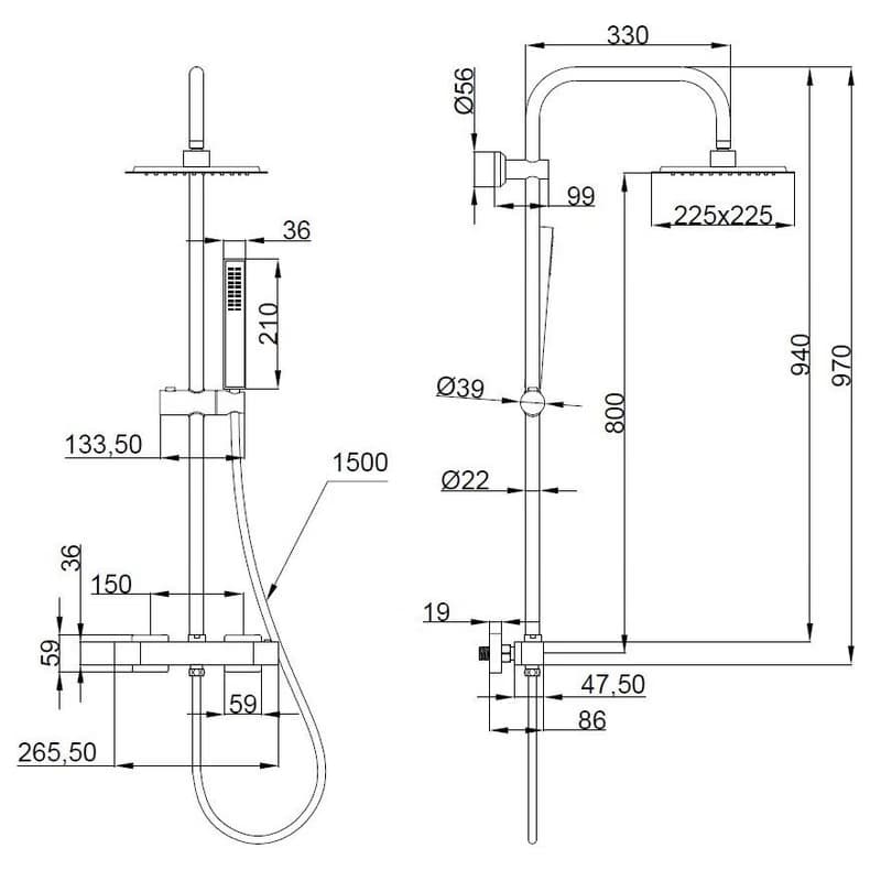 INVENA - Sprchový stĺp SVART s termostatickou batériou chróm AU-85-001-X 3