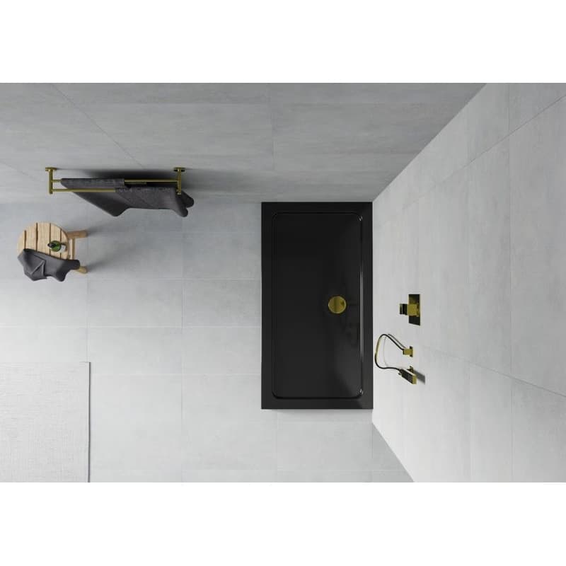MEXEN/S - Flat sprchová vanička obdĺžniková slim 120 x 70, čierna + zlatý sifón 40707012G 3