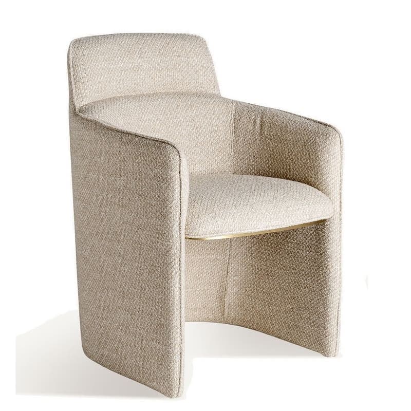 Estila Luxusné art deco béžové čalúnené prešívané kreslo Ria s úzkou konštrukciou a textilným poťahom so zlatým kovovým detailom 86 cm 1