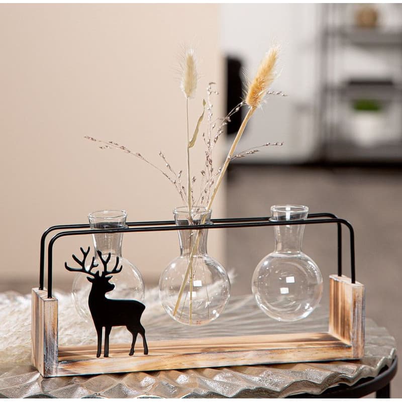 Sklenená váza s jeleňom "Black Deer" 1