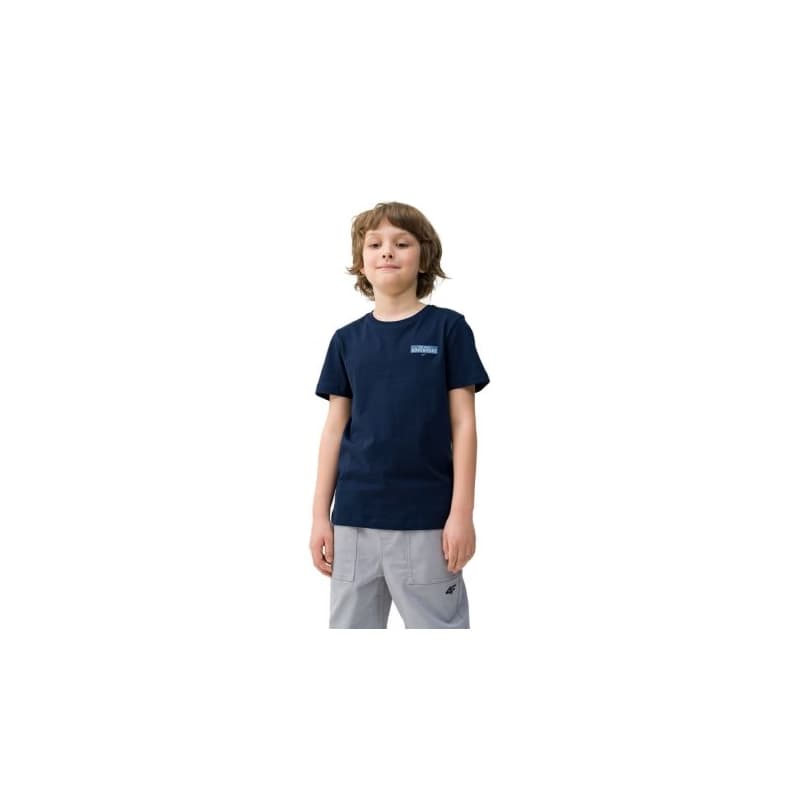 Chlapčenské turistické tričko s krátkym rukávom 4F JUNIOR TSHIRT-JWSS24TTSHM1131-31S-NAVY 1