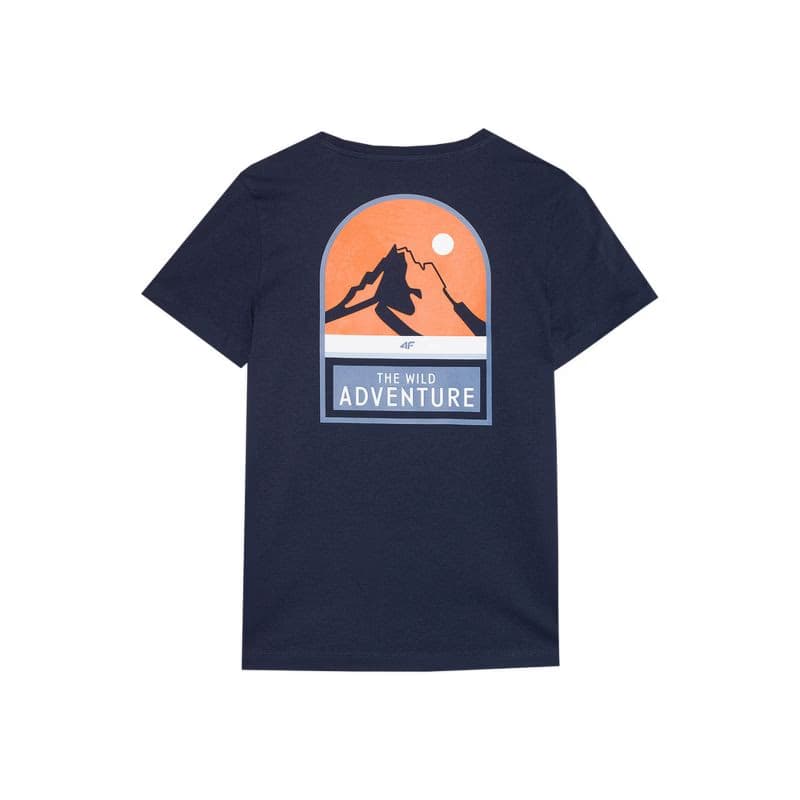 Chlapčenské turistické tričko s krátkym rukávom 4F JUNIOR TSHIRT-JWSS24TTSHM1131-31S-NAVY 4