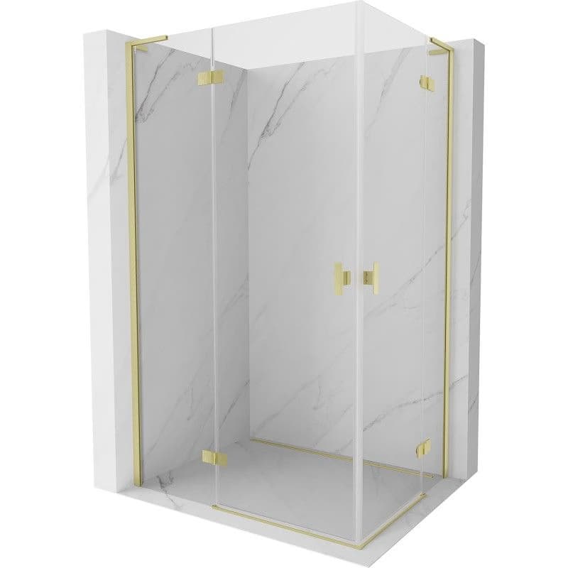 MEXEN/S - Mist-H L Duo sprchovací kút dvere krídlové 105 x 95, transparent, zlato kartáčovaná 8A5L-105L-095P-55-00