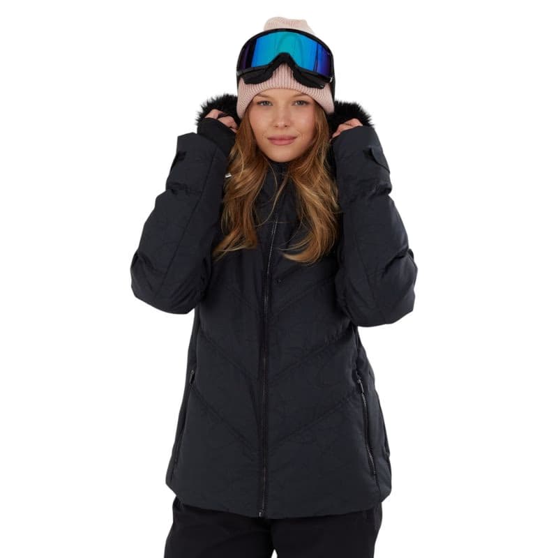 Dámska lyžiarska bunda FUNDANGO Elyra Fur Padded Jacket-905- black embossed 2