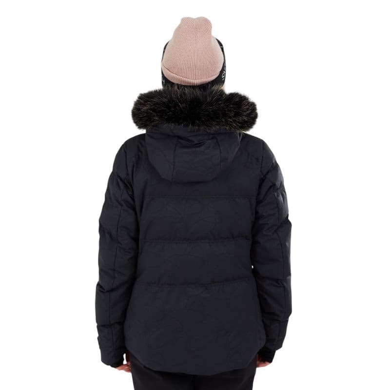 Dámska lyžiarska bunda FUNDANGO Elyra Fur Padded Jacket-905- black embossed 3